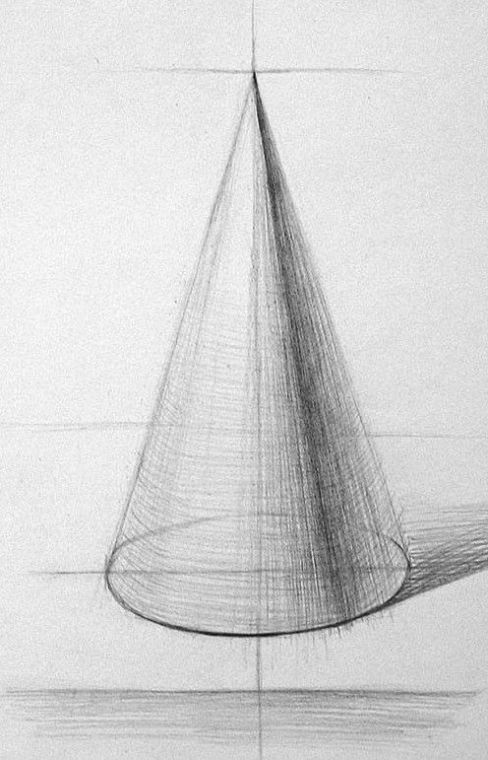 Малюнок олівцем конус з тінню