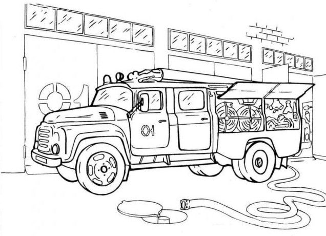 Малюнки для дітей з олівцем пожежна машина