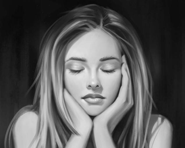Малюнок олівцем дівчина із заплющеними очима